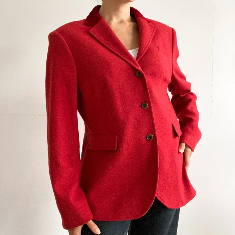 Winter red wool velvet blazer