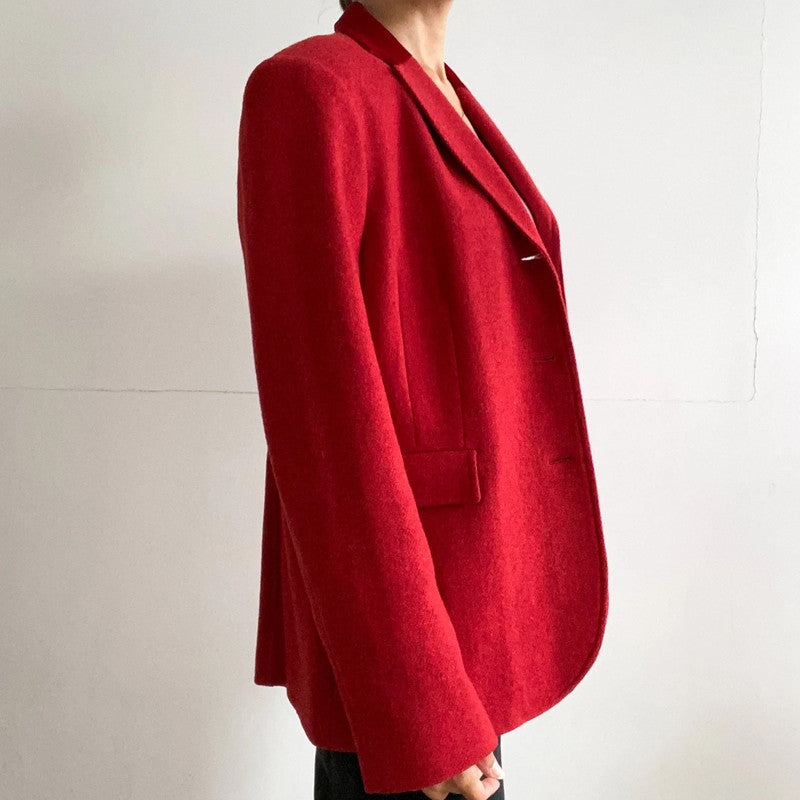 Winter red wool velvet blazer