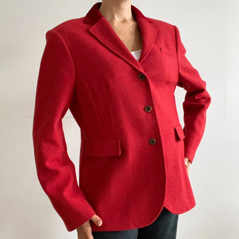 Winter red wool velvet blazer