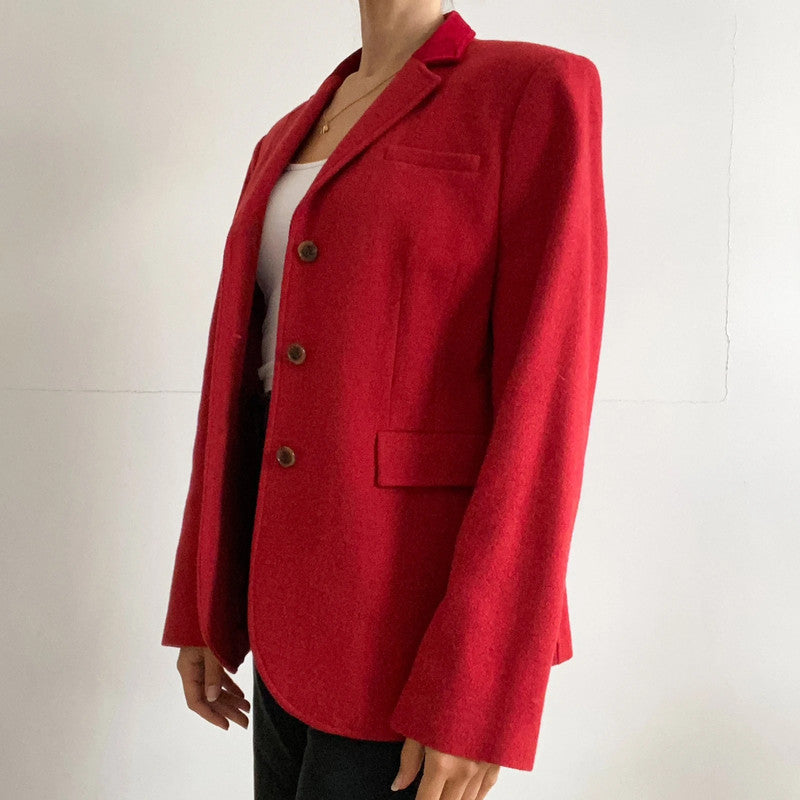 Winter red wool velvet blazer