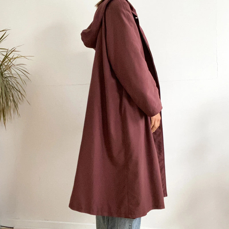 Bordeaux burgundy long trench coat