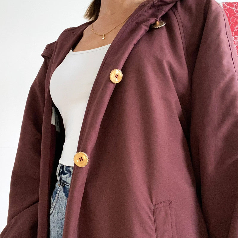 Bordeaux burgundy long trench coat