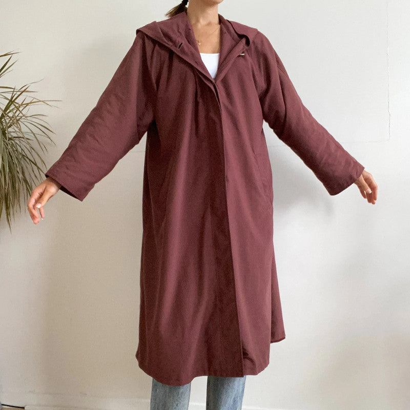 Bordeaux burgundy long trench coat