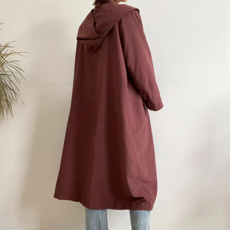 Bordeaux burgundy long trench coat