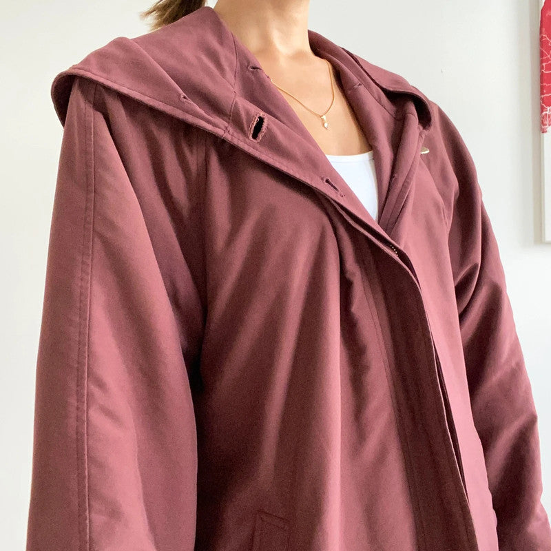 Bordeaux burgundy long trench coat