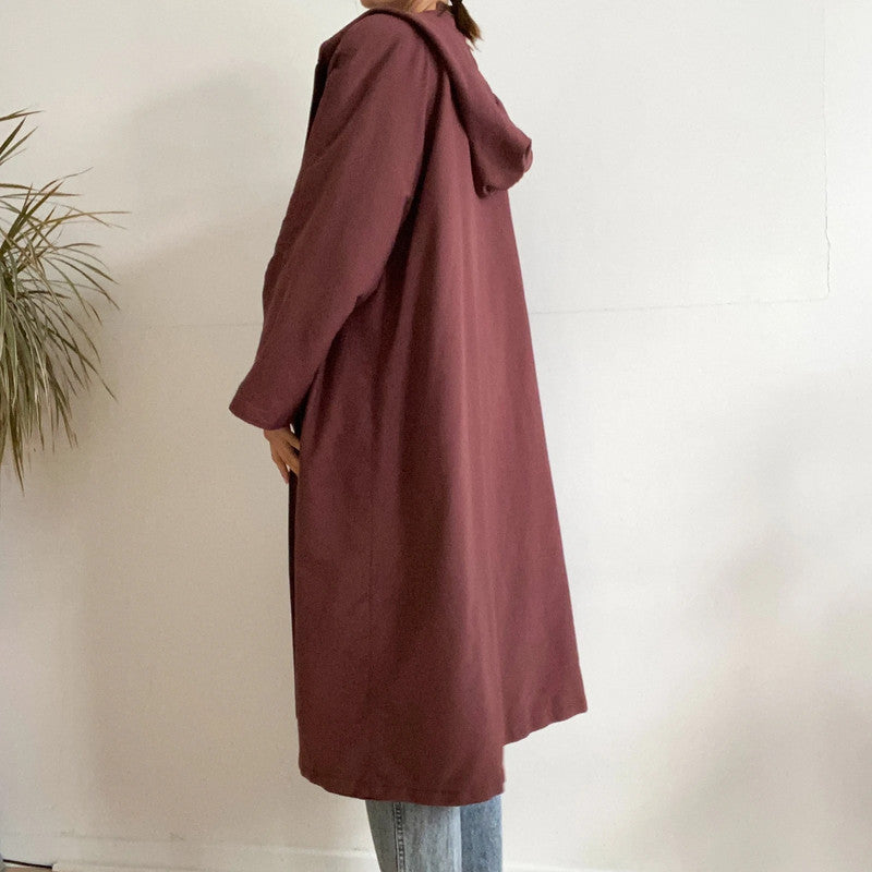 Bordeaux burgundy long trench coat