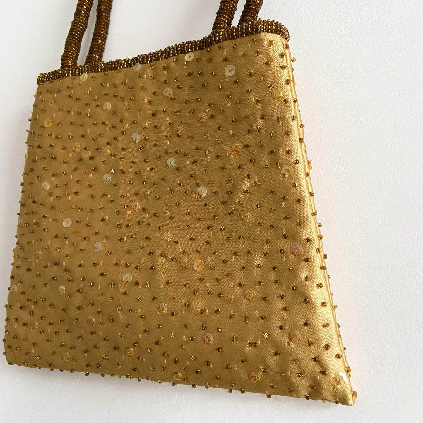 Golden clutch beaded bag 90s