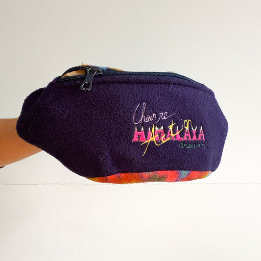 Retro purple and multicolour bum bag