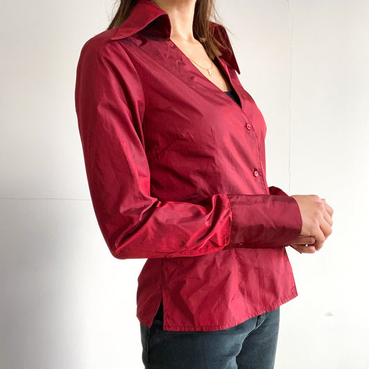 Formal red tunic blouse