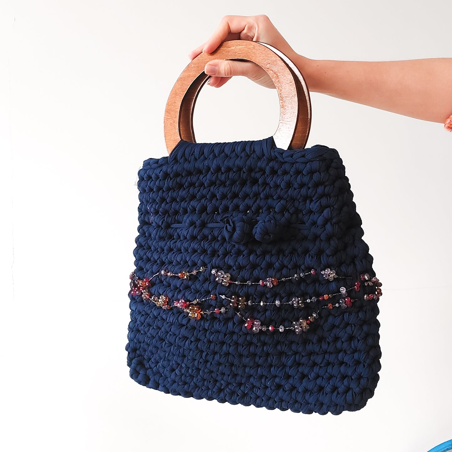 Chic Macrame Bag in Blue