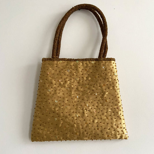 Golden clutch beaded bag 90s